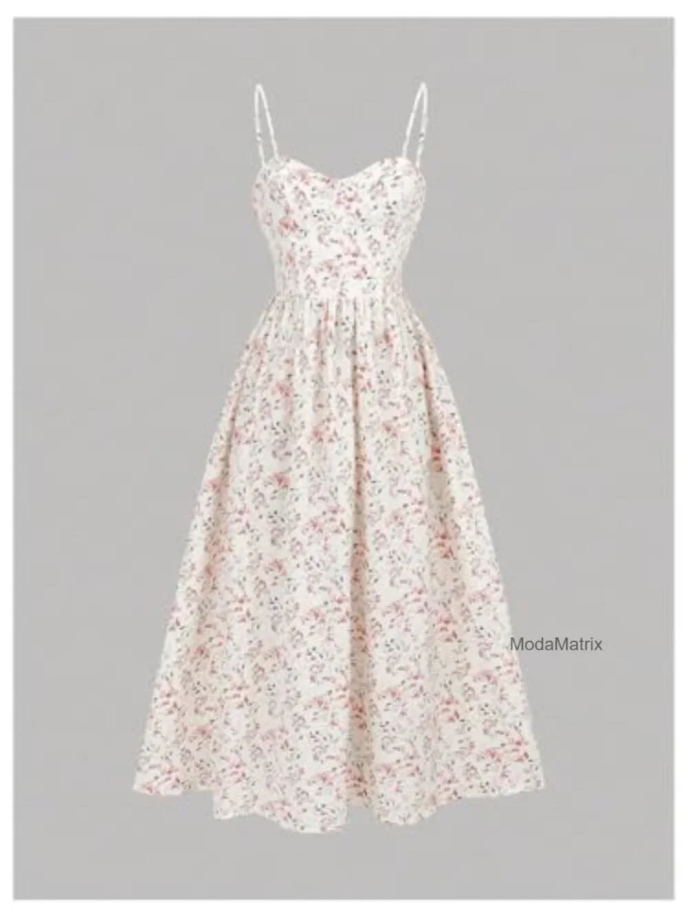Flowy Floral Sweetheart Neck Spaghetti Strap Midi Dress Girls Boho Smocked